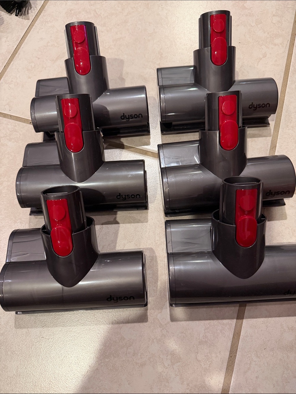 Dyson Dark Gray and Red Mini Motorized Brush Heads - Pack of Six $30 each